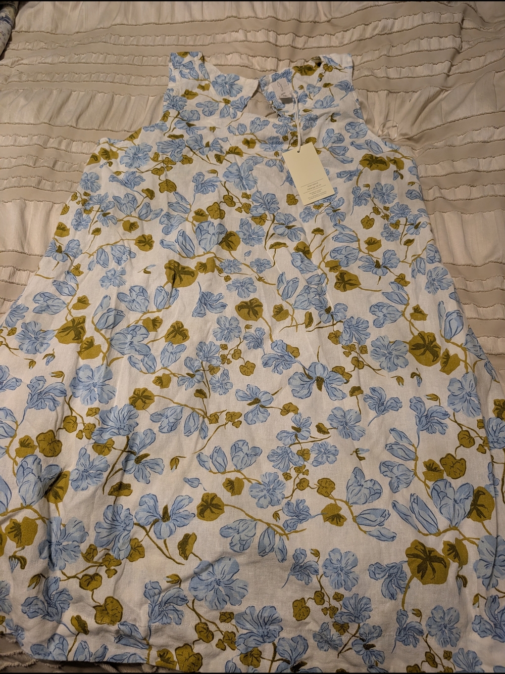 Joie Floral Sleeveless Dress in Blue and Olive